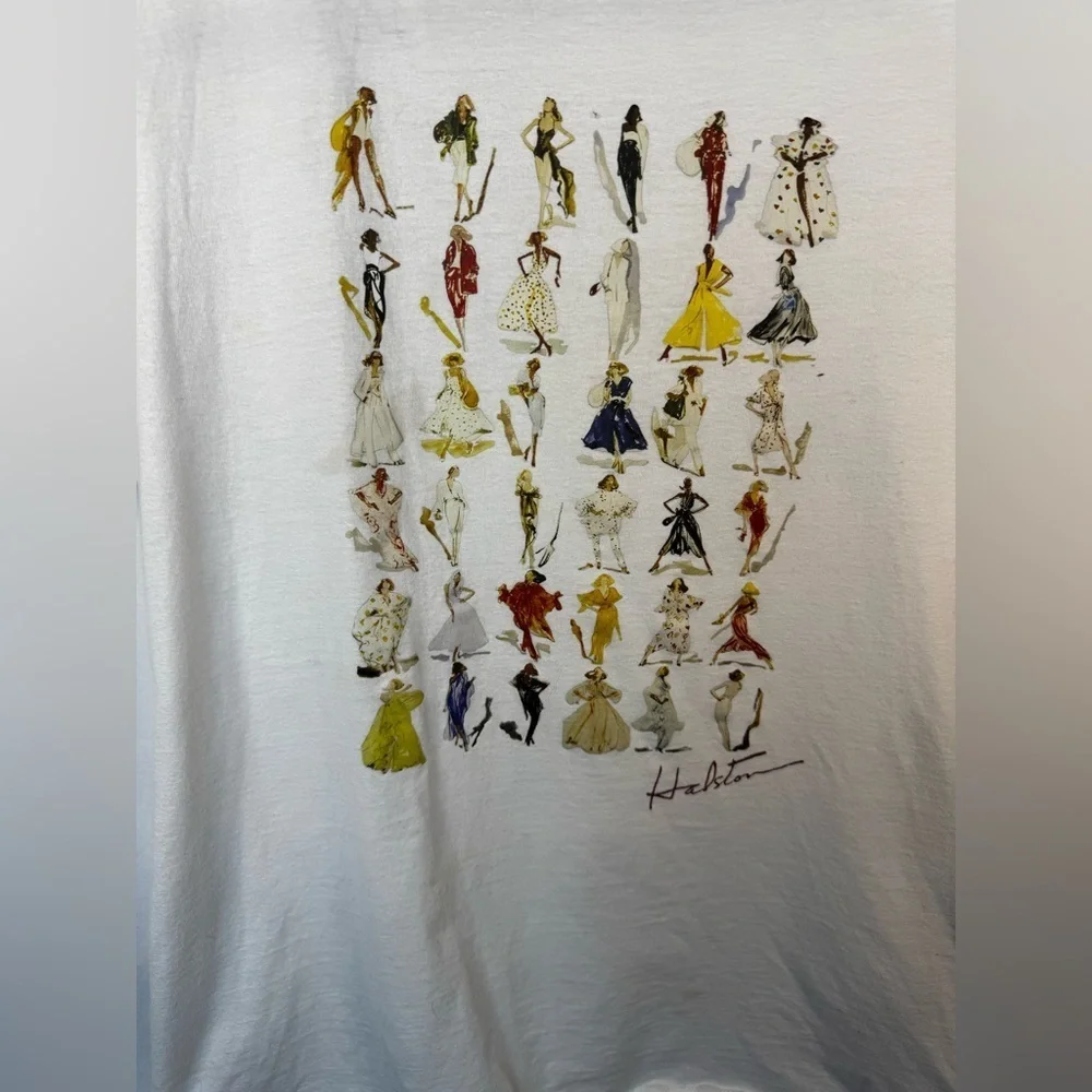 H by HALSTON Mesh Sleeve Graphic T Shirt Women Fashion Size S - Picture 5 of 11